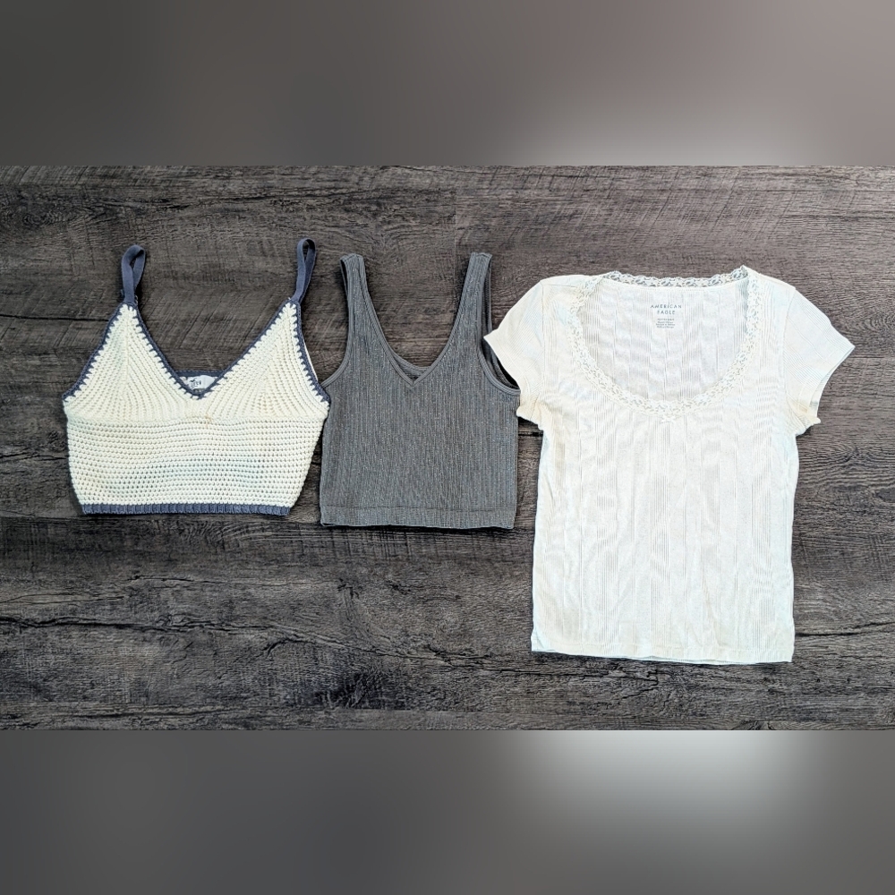 Lot Of 3 Size XS Women's Tank Top Full Tilt Gray Cropped Tank Top American Eagle